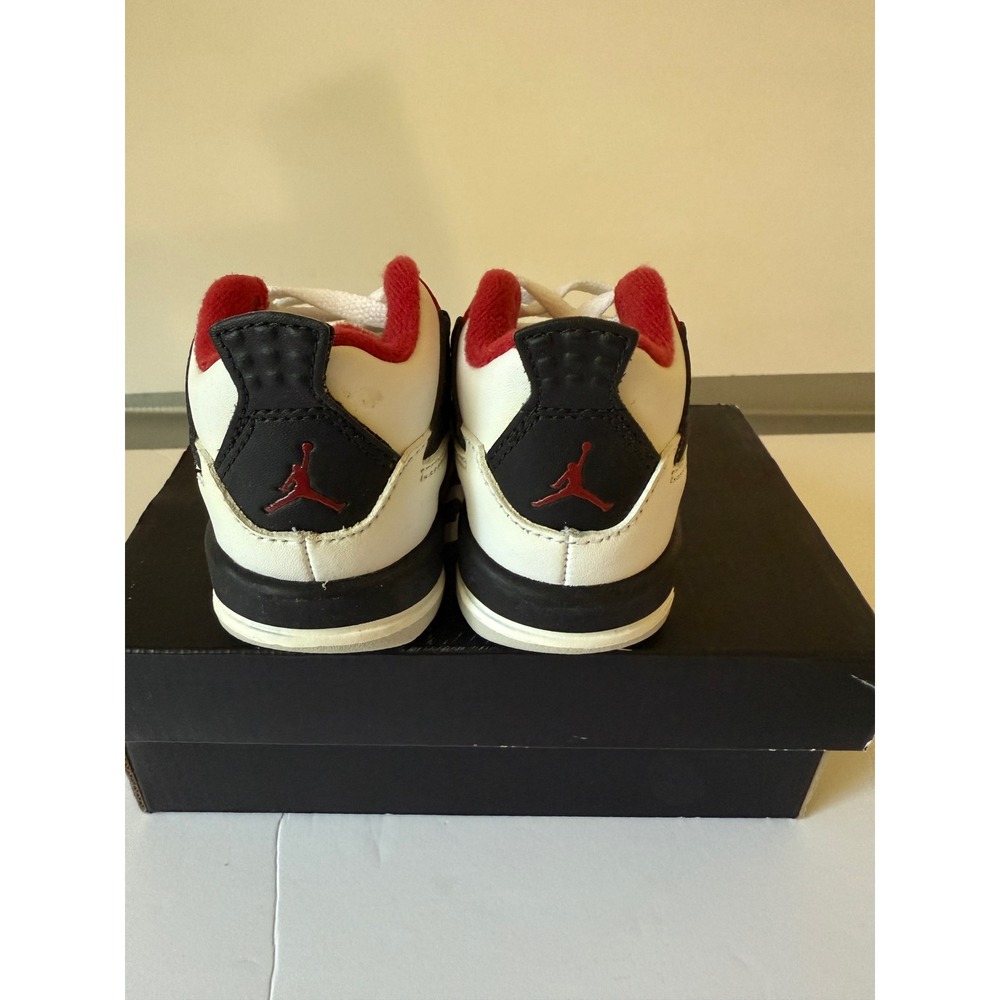 Jordan 4 Retro TD Fire Red Toddler Sneakers White Red Black size 4.5 308500 110 - Picture 5 of 8